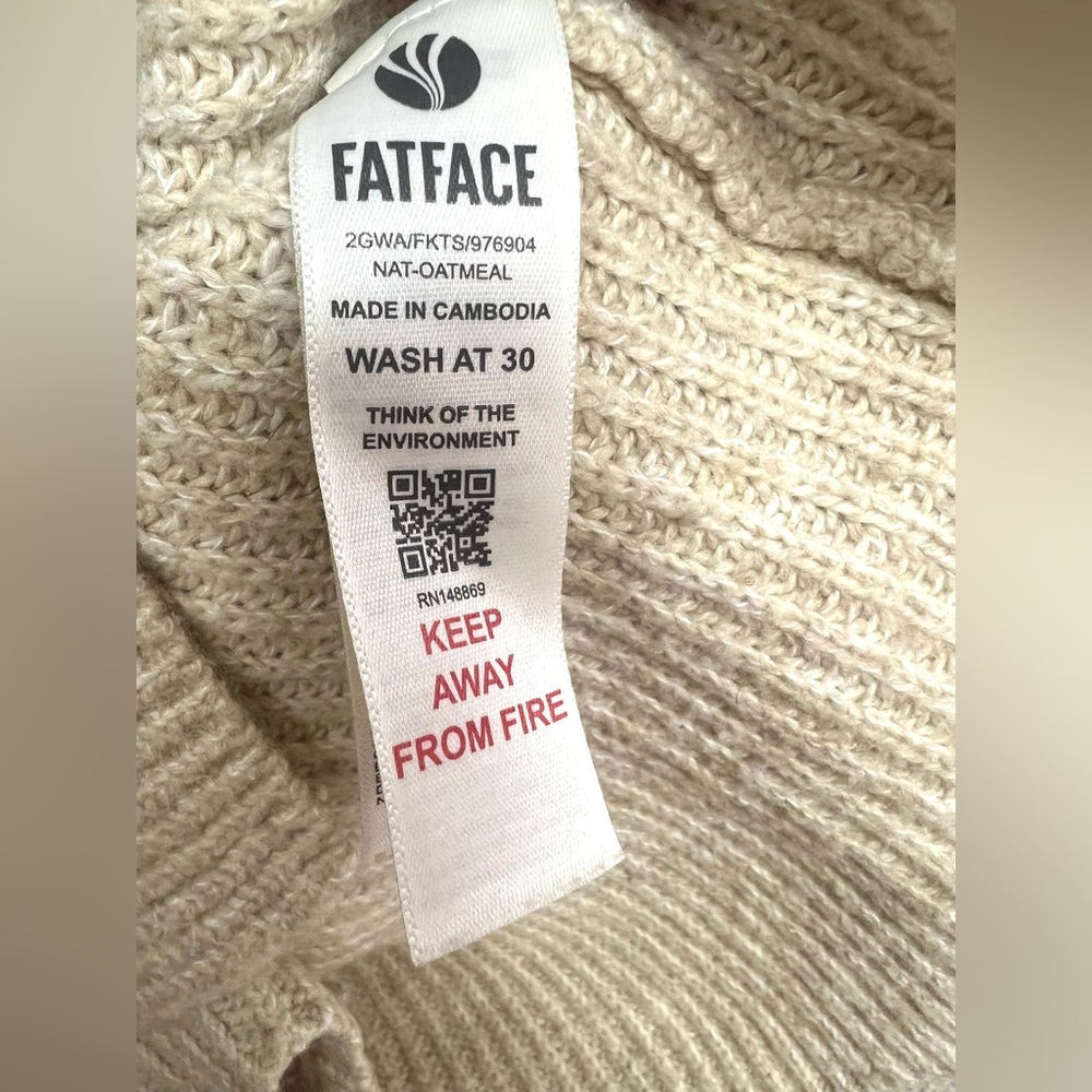 Fat Face-Cream Color Cowl Neck Sweater Womens‎ Size:4 - Picture 3 of 6